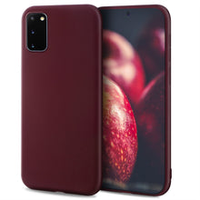 Afbeelding in Gallery-weergave laden, Moozy Minimalist Series Silicone Case for Samsung S20, Wine Red - Matte Finish Slim Soft TPU Cover
