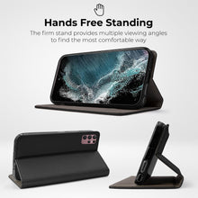 Carica l&#39;immagine nel visualizzatore di Gallery, Moozy Case Flip Cover for Samsung S22 Ultra, Black - Smart Magnetic Flip Case Flip Folio Wallet Case with Card Holder and Stand, Credit Card Slots, Kickstand Function
