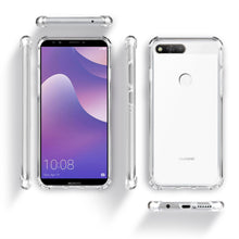 Carica l&#39;immagine nel visualizzatore di Gallery, Moozy Shock Proof Silicone Case for Huawei Y7 2018 - Transparent Crystal Clear Phone Case Soft TPU Cover
