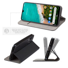 Load image into Gallery viewer, Moozy Case Flip Cover for Xiaomi Mi A3, Black - Smart Magnetic Flip Case with Card Holder and Stand
