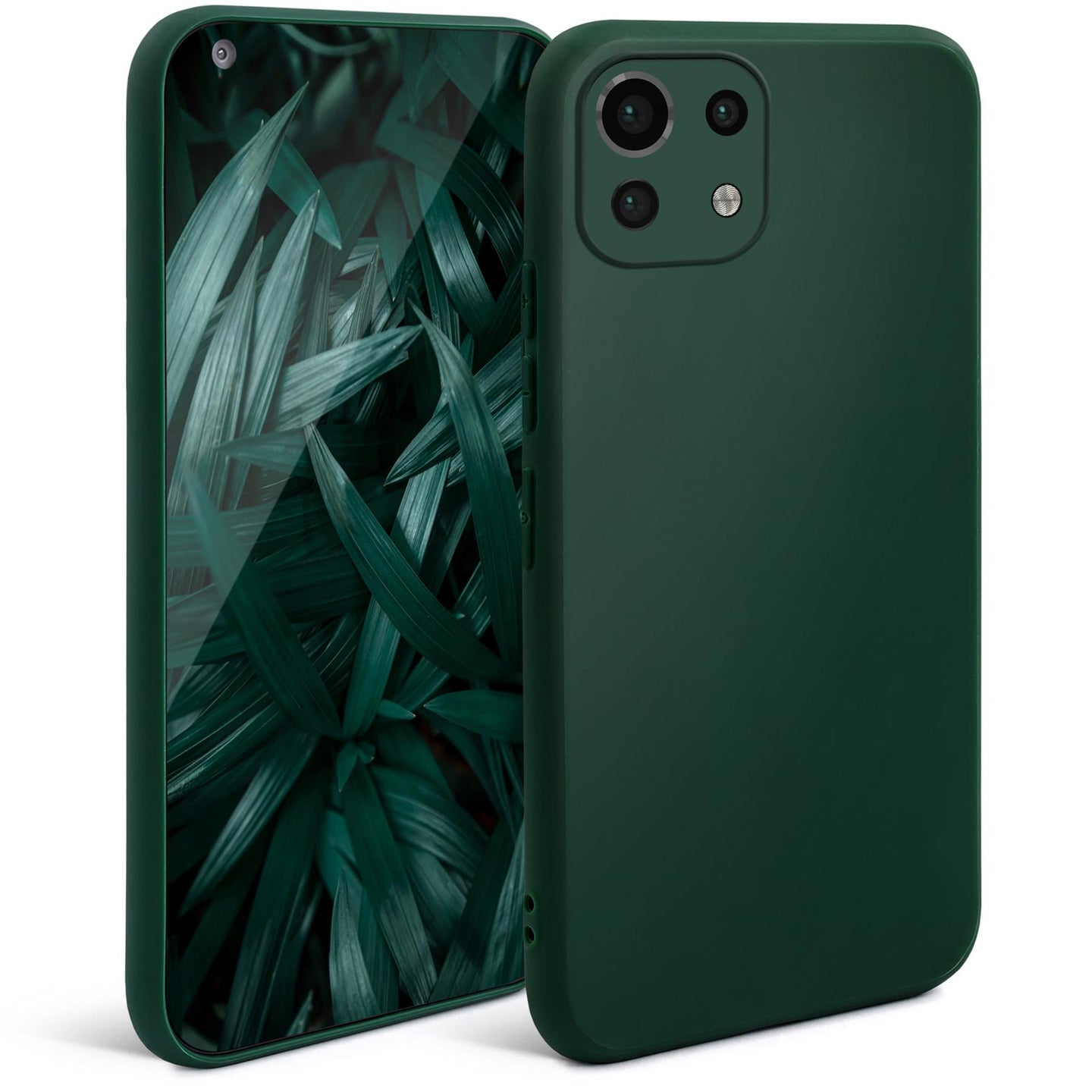 Moozy Minimalist Series Silicone Case for Xiaomi Mi 11 Lite 5G and 4G, Midnight Green - Matte Finish Lightweight Mobile Phone Case Slim Protective