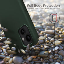 Załaduj obraz do przeglądarki galerii, Moozy Lifestyle. Silicone Case for iPhone 13, Dark Green - Liquid Silicone Lightweight Cover with Matte Finish
