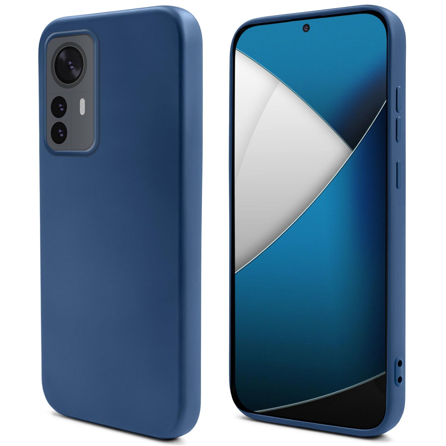 Moozy Lifestyle. Silicone Case for Xiaomi 12 Pro, Midnight Blue - Liquid Silicone Lightweight Cover with Matte Finish and Soft Microfiber Lining, Premium Silicone Case