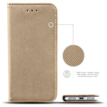 Charger l&#39;image dans la galerie, Moozy Case Flip Cover for Xiaomi Mi 9 Lite, Mi A3 Lite, Gold - Smart Magnetic Flip Case with Card Holder and Stand
