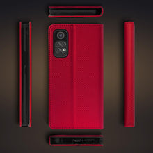 Carica l&#39;immagine nel visualizzatore di Gallery, Moozy Case Flip Cover for Xiaomi Redmi Note 11 / 11S, Red - Smart Magnetic Flip Case Flip Folio Wallet Case with Card Holder and Stand, Credit Card Slots, Kickstand Function
