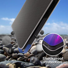 Załaduj obraz do przeglądarki galerii, Moozy Wallet Case for Huawei Y6 2019, Black Carbon – Metallic Edge Protection Magnetic Closure Flip Cover with Card Holder
