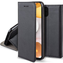 Lade das Bild in den Galerie-Viewer, Moozy Case Flip Cover for Samsung A42 5G, Black - Smart Magnetic Flip Case with Card Holder and Stand
