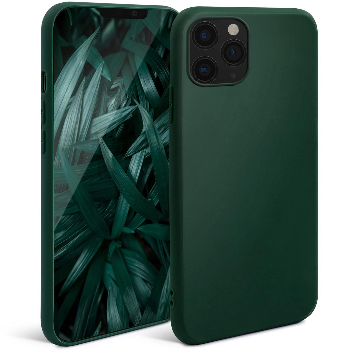 Moozy Minimalist Series Silicone Case for iPhone 11 Pro, Midnight Green - Matte Finish Slim Soft TPU Cover