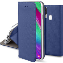 Afbeelding in Gallery-weergave laden, Moozy Case Flip Cover for Samsung A40, Dark Blue - Smart Magnetic Flip Case with Card Holder and Stand
