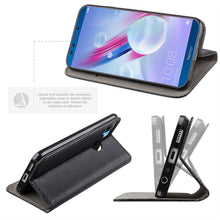 Lade das Bild in den Galerie-Viewer, Moozy Case Flip Cover for Huawei Honor 9 Lite, Black - Smart Magnetic Flip Case with Card Holder and Stand
