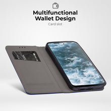 Carica l&#39;immagine nel visualizzatore di Gallery, Moozy Case Flip Cover for Xiaomi 12 and Xiaomi 12X, Dark Blue - Smart Magnetic Flip Case Flip Folio Wallet Case with Card Holder and Stand, Credit Card Slots, Kickstand Function
