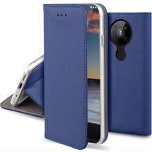 Charger l&#39;image dans la galerie, Moozy Case Flip Cover for Nokia 5.3, Dark Blue - Smart Magnetic Flip Case with Card Holder and Stand
