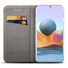 Załaduj obraz do przeglądarki galerii, Moozy Case Flip Cover for Xiaomi Redmi Note 10 Pro and Note 10 Pro Max, Dark Blue - Smart Magnetic Flip Case Flip Folio Wallet Case
