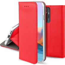 Load image into Gallery viewer, Moozy Case Flip Cover for Xiaomi Redmi Note 10 Pro and Redmi Note 10 Pro Max, Red - Smart Magnetic Flip Case Flip Folio Wallet Case
