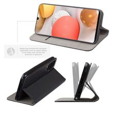 Cargar imagen en el visor de la galería, Moozy Case Flip Cover for Samsung A42 5G, Black - Smart Magnetic Flip Case with Card Holder and Stand
