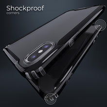 Carica l&#39;immagine nel visualizzatore di Gallery, Moozy Xframe Shockproof Case for iPhone X / iPhone XS - Black Rim Transparent Case, Double Colour Clear Hybrid Cover with Shock Absorbing TPU Rim
