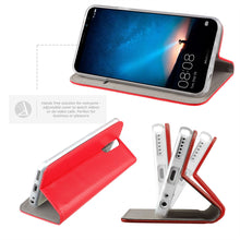 Załaduj obraz do przeglądarki galerii, Moozy Case Flip Cover for Huawei Mate 10 Lite, Red - Smart Magnetic Flip Case with Card Holder and Stand

