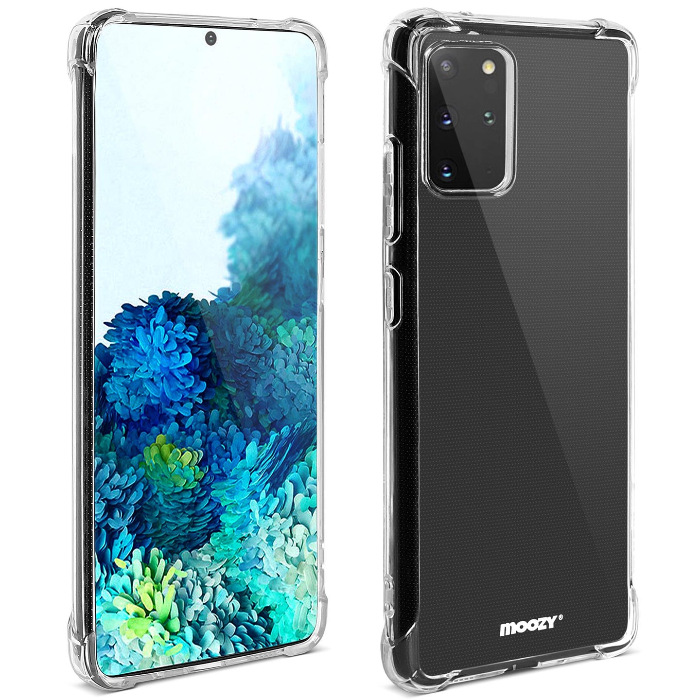 Moozy Shock Proof Silicone Case for Samsung S20 Plus - Transparent Crystal Clear Phone Case Soft TPU Cover