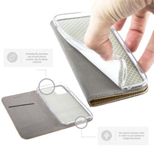 Załaduj obraz do przeglądarki galerii, Moozy Case Flip Cover for iPhone 12 mini, Gold - Smart Magnetic Flip Case with Card Holder and Stand
