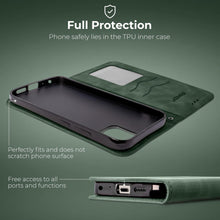 Cargar imagen en el visor de la galería, Moozy Marble Green Flip Case for Samsung A52s 5G and Samsung A52 - Flip Cover Magnetic Flip Folio Retro Wallet Case with Card Holder and Stand, Credit Card Slots, Kickstand Function
