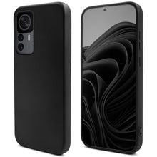 Load image into Gallery viewer, Moozy Lifestyle. Silicone Case for Xiaomi 12T and 12T Pro, Black - Liquid Silicone Lightweight Cover with Matte Finish and Soft Microfiber Lining, Premium Silicone Case
