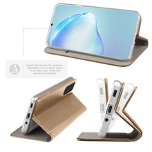 Lade das Bild in den Galerie-Viewer, Moozy Case Flip Cover for Samsung S20, Gold - Smart Magnetic Flip Case with Card Holder and Stand
