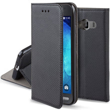 Cargar imagen en el visor de la galería, Moozy Case Flip Cover for Samsung Xcover 3, Black - Smart Magnetic Flip Case with Card Holder and Stand
