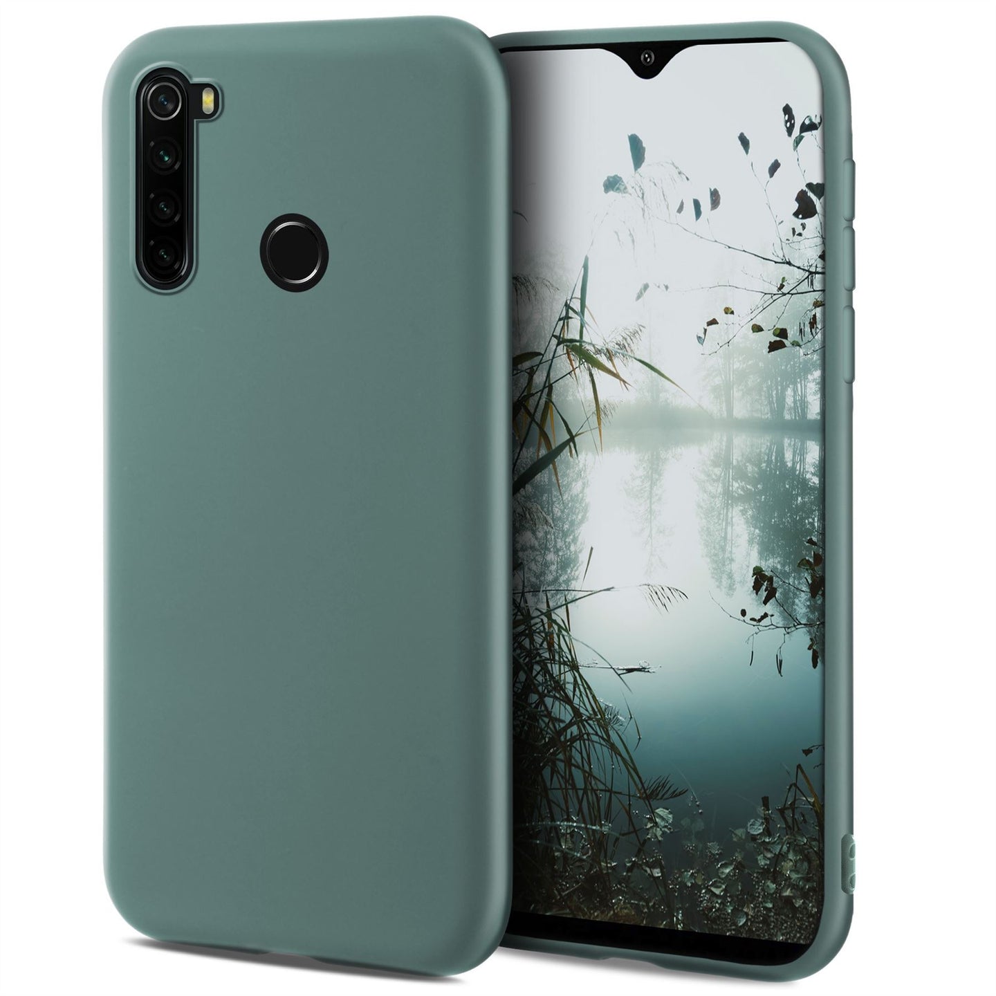 Moozy Minimalist Series Silicone Case for Xiaomi Redmi Note 8, Blue Grey - Matte Finish Slim Soft TPU Cover