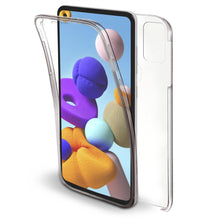 Carica l&#39;immagine nel visualizzatore di Gallery, Moozy 360 Degree Case for Samsung A21s - Transparent Full body Slim Cover - Hard PC Back and Soft TPU Silicone Front
