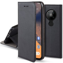 Lade das Bild in den Galerie-Viewer, Moozy Case Flip Cover for Nokia 5.3, Black - Smart Magnetic Flip Case with Card Holder and Stand
