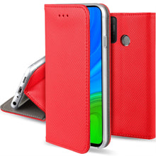 Cargar imagen en el visor de la galería, Moozy Case Flip Cover for Huawei P Smart 2020, Red - Smart Magnetic Flip Case with Card Holder and Stand

