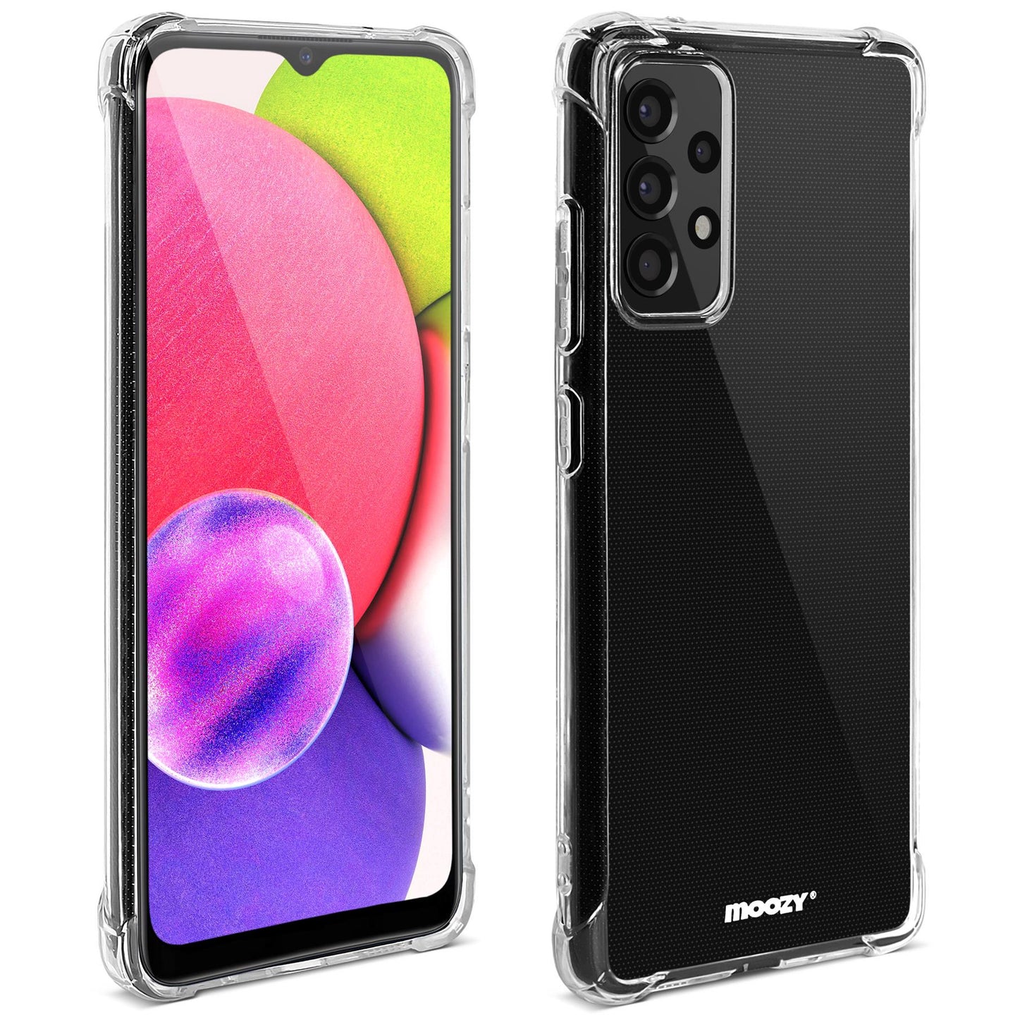 Moozy Shockproof Silicone Case for Samsung A33 5G - Transparent Case with Shock Absorbing 3D Corners Crystal Clear Protective Phone Case Soft TPU Silicone Cover