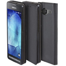 Carica l&#39;immagine nel visualizzatore di Gallery, Moozy Case Flip Cover for Samsung Xcover 3, Black - Smart Magnetic Flip Case with Card Holder and Stand
