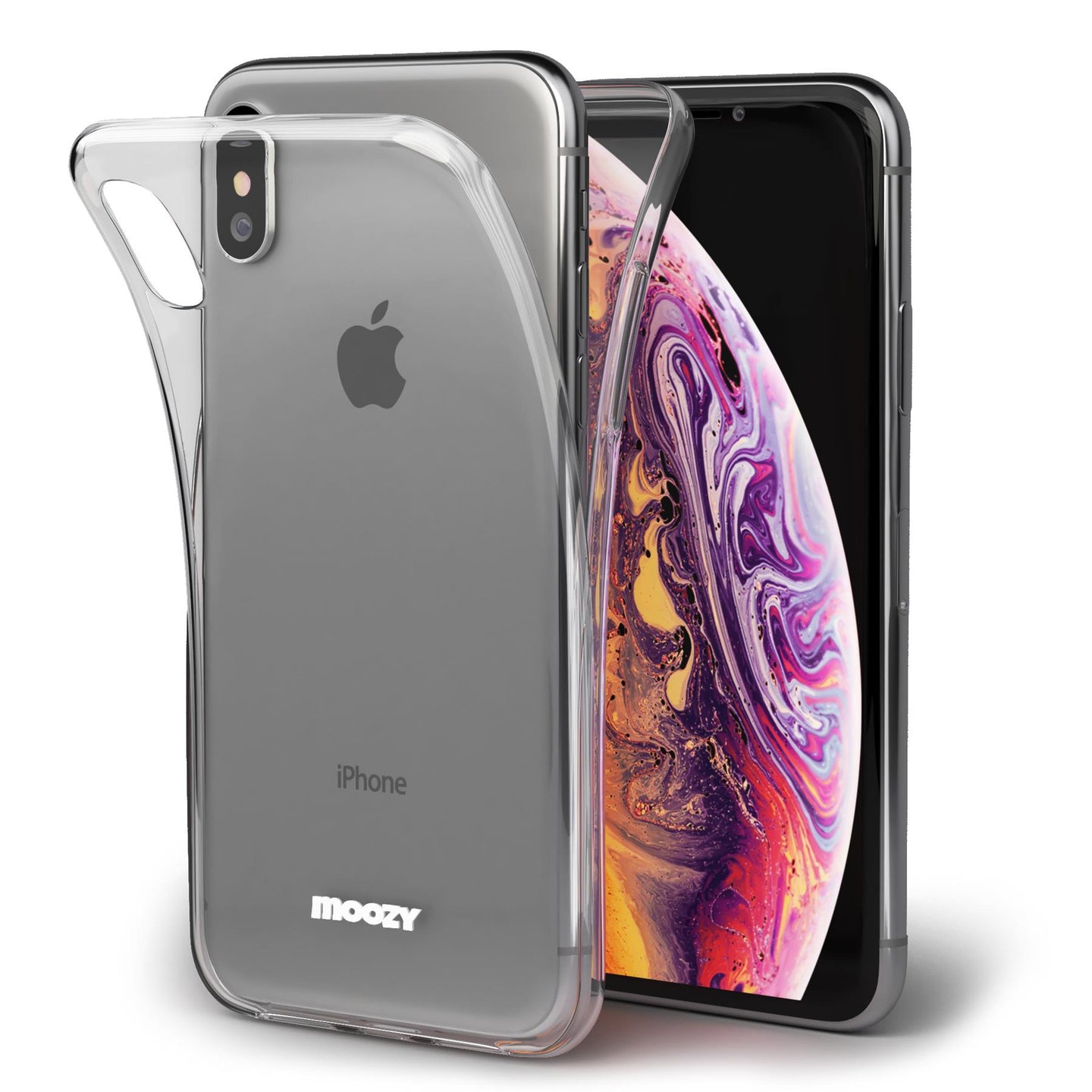 Moozy 360 Degree Case for iPhone XS Max - Full body Front and Back Slim Clear Transparent TPU Silicone Gel Cover