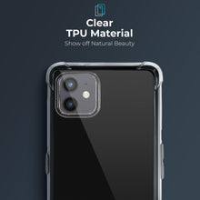Carica l&#39;immagine nel visualizzatore di Gallery, Moozy Shock Proof Silicone Case for iPhone 12 mini - Transparent Crystal Clear Phone Case Soft TPU Cover
