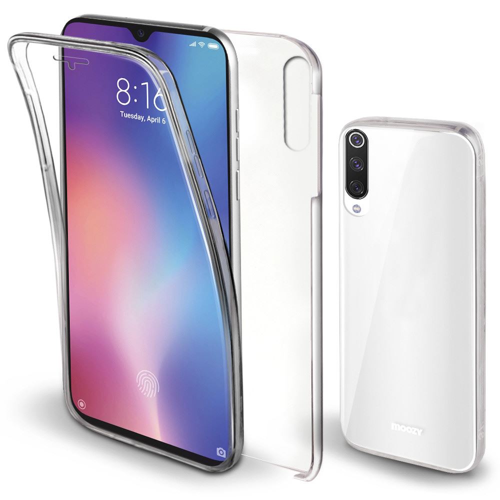 Moozy 360 Degree Case for Xiaomi Mi 9 SE - Transparent Full body Slim Cover - Hard PC Back and Soft TPU Silicone Front