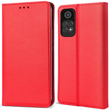 Load image into Gallery viewer, Moozy Case Flip Cover for Xiaomi Redmi Note 11 / 11S, Red - Smart Magnetic Flip Case Flip Folio Wallet Case with Card Holder and Stand, Credit Card Slots, Kickstand Function
