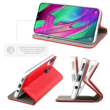Lade das Bild in den Galerie-Viewer, Moozy Case Flip Cover for Samsung A40, Red - Smart Magnetic Flip Case with Card Holder and Stand
