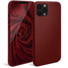 Cargar imagen en el visor de la galería, Moozy Minimalist Series Silicone Case for iPhone 12, iPhone 12 Pro, Wine Red - Matte Finish Slim Soft TPU Cover
