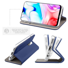 Afbeelding in Gallery-weergave laden, Moozy Case Flip Cover for Xiaomi Redmi 8, Dark Blue - Smart Magnetic Flip Case with Card Holder and Stand
