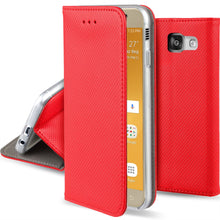Carica l&#39;immagine nel visualizzatore di Gallery, Moozy Case Flip Cover for Samsung A5 2017, Red - Smart Magnetic Flip Case with Card Holder and Stand
