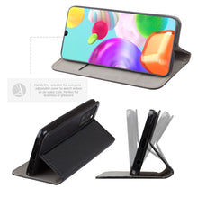 Lade das Bild in den Galerie-Viewer, Moozy Case Flip Cover for Samsung A41, Black - Smart Magnetic Flip Case with Card Holder and Stand
