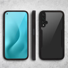 Cargar imagen en el visor de la galería, Moozy 360 Case for Huawei Nova 5T and Honor 20 - Black Rim Transparent Case, Full Body Double-sided Protection, Cover with Built-in Screen Protector
