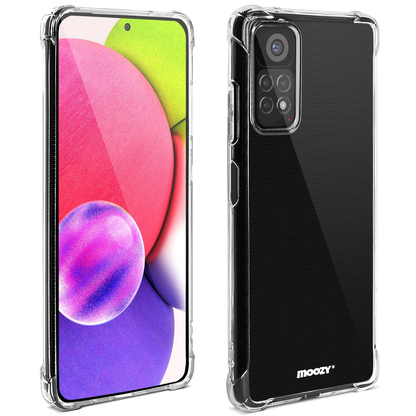 Moozy Shockproof Silicone Case for Xiaomi Redmi Note 11 Pro 5G and 4G - Transparent Case with Shock Absorbing 3D Corners Crystal Clear Protective Phone Case Soft TPU Silicone Cover