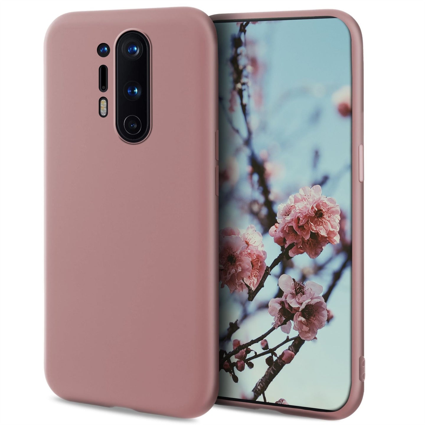 Moozy Minimalist Series Silicone Case for OnePlus 8 Pro, Rose Beige - Matte Finish Slim Soft TPU Cover