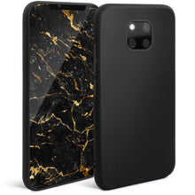Carica l&#39;immagine nel visualizzatore di Gallery, Moozy Minimalist Series Silicone Case for Huawei Mate 20 Pro, Black - Matte Finish Lightweight Mobile Phone Case Slim Soft Protective TPU Cover with Matte Surface
