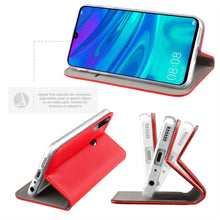 Lade das Bild in den Galerie-Viewer, Moozy Case Flip Cover for Huawei P Smart 2019, Honor 10 Lite, Red - Smart Magnetic Flip Case with Card Holder and Stand
