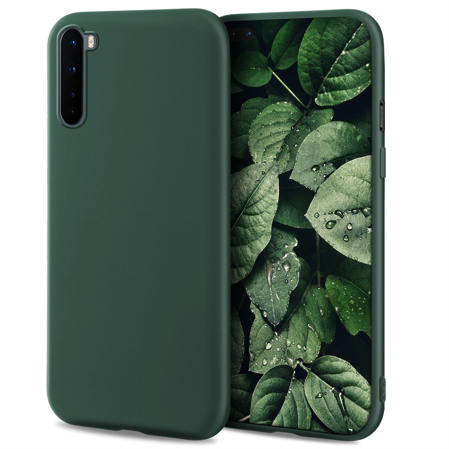 Moozy Minimalist Series Silicone Case for OnePlus Nord, Midnight Green - Matte Finish Slim Soft TPU Cover