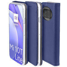 Lade das Bild in den Galerie-Viewer, Moozy Case Flip Cover for Xiaomi Mi 10T Lite 5G, Dark Blue - Smart Magnetic Flip Case with Card Holder and Stand
