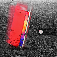 Carica l&#39;immagine nel visualizzatore di Gallery, Moozy Case Flip Cover for Xiaomi Redmi Note 7, Redmi Note 7 Pro, Red - Smart Magnetic Flip Case with Card Holder and Stand
